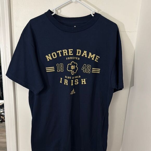 Adidas Notre Dame Navy Blue T-Shirt Size M NWOT - Picture 1 of 9
